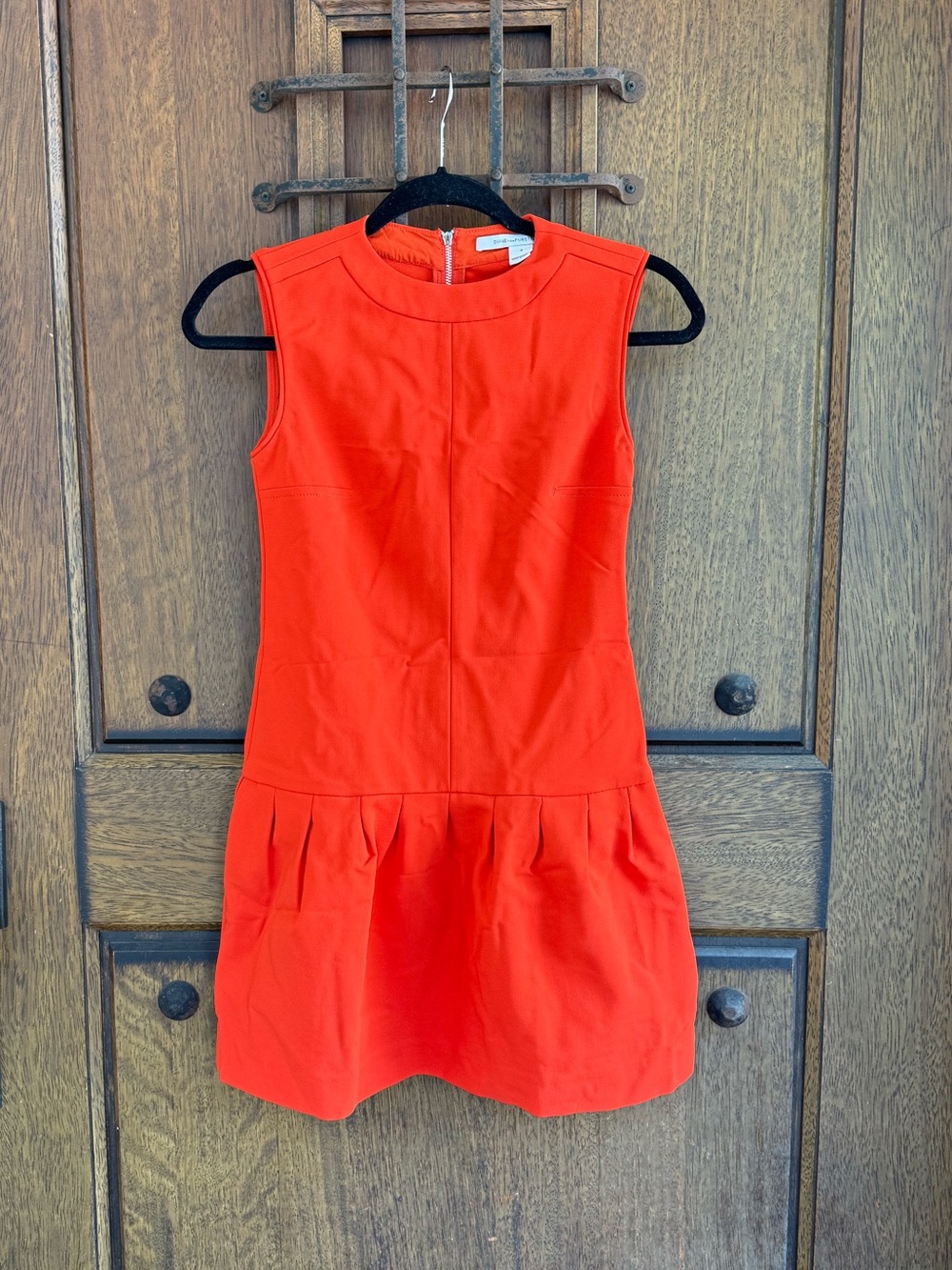 Diane Von Furstenberg Sleeveless Orange-Red Pleated Drop-Waist Dress Size 0